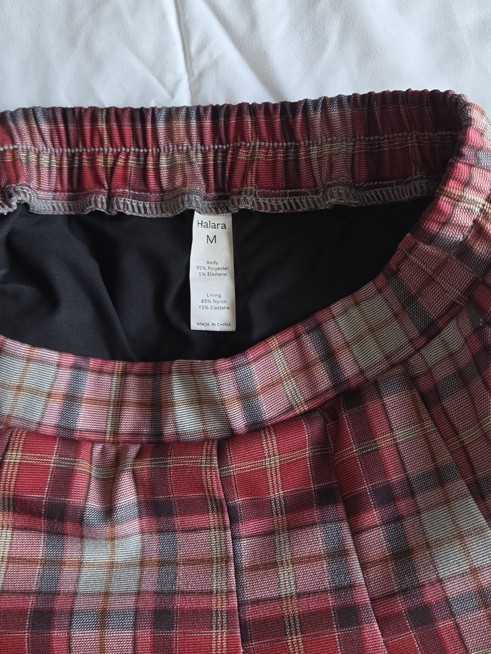 HALARA Red Plaid Pleated Skirt With Built In Shorts - Picture 4 of 6